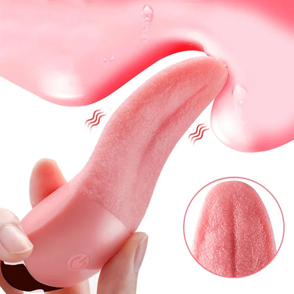 Pink Tongue Vibrator Clit Clamps - Clitoral Licking Nipple Stimulator Sex Toy for Women