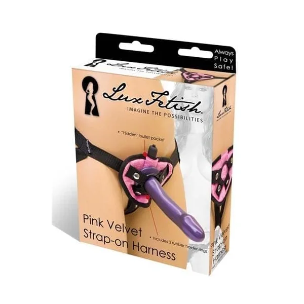 Pink Velvet Strap-on Harness