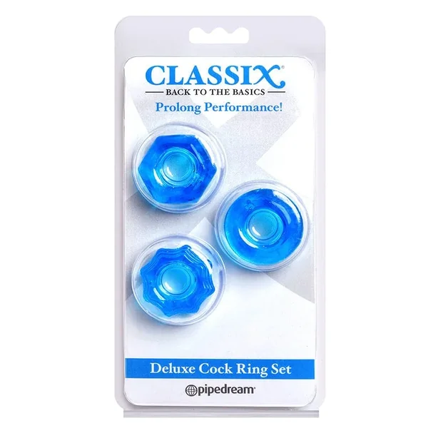 Pipedream Products Deluxe Cock Ring Set Blue