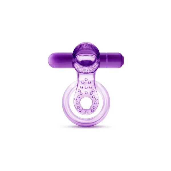 Play with Me Lick It Vibrating Double Strap Cock Ring,Purple