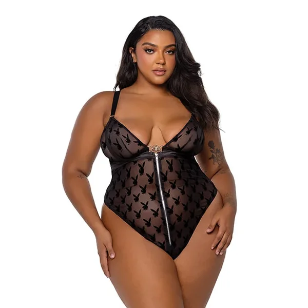 Playboy Bunny Charm Teddy – Black 1X