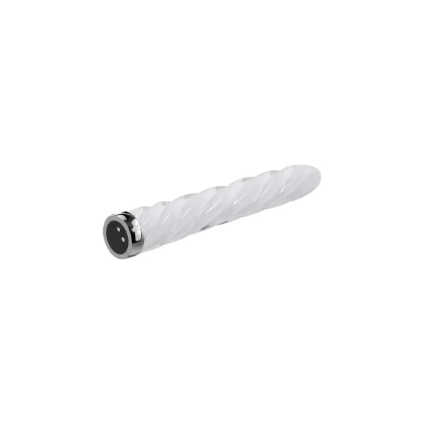Playboy In A Twist Rechargeable Glass Vibrator, White