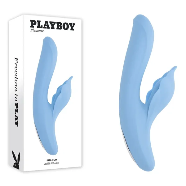 Playboy Pleasure IN BLOOM – Blue 23.5 cm USB Rechargeable Thrusting Tapping & Heating Dual Vibr