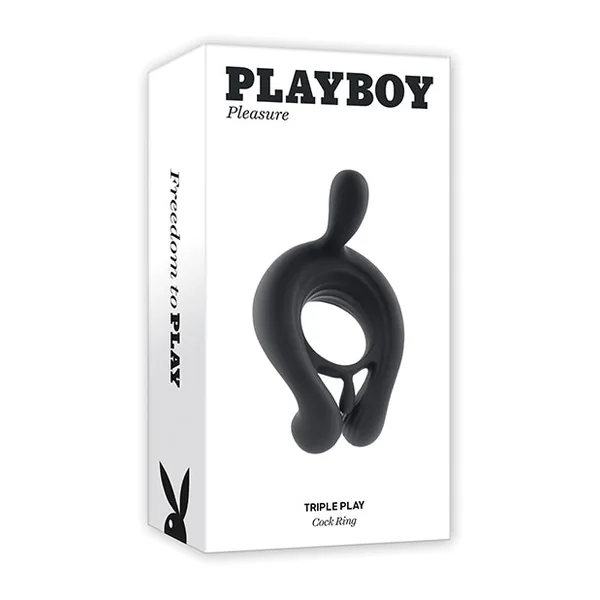 Playboy Pleasure Triple Play Cock Ring - Black