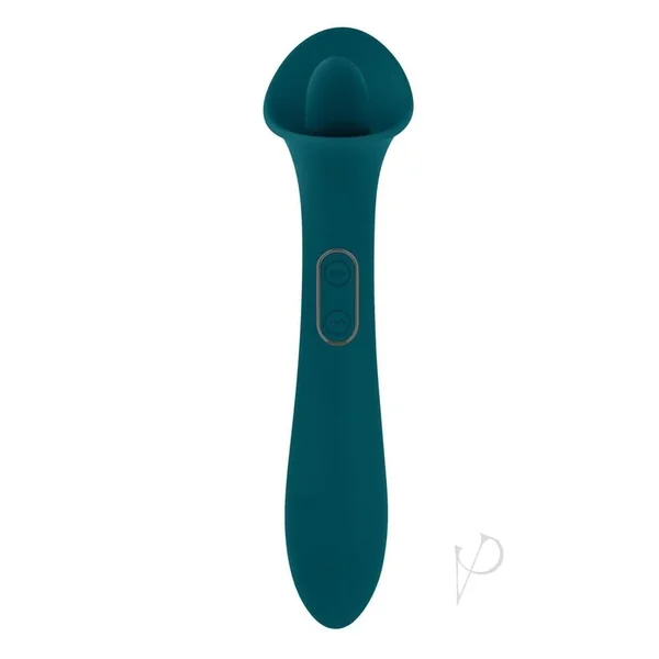 Playboy True Indulgence Rechargeable Dual-Ended Flicking Oral Sex Vibrator- Deep Teal