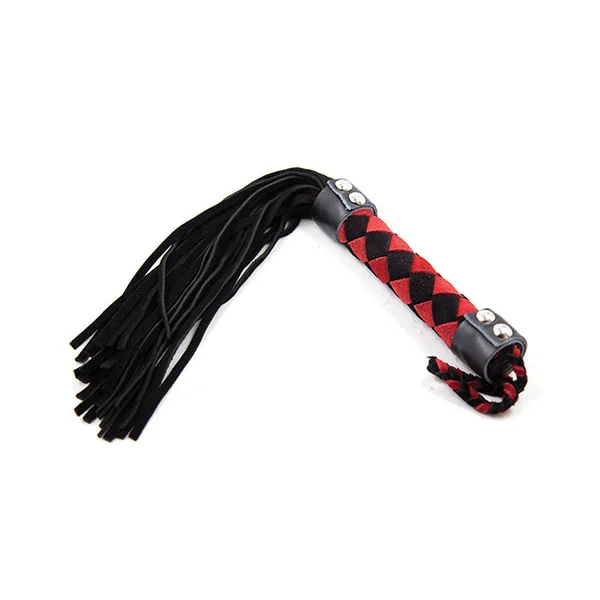 Plesur 15" Leather Flogger - Black-red