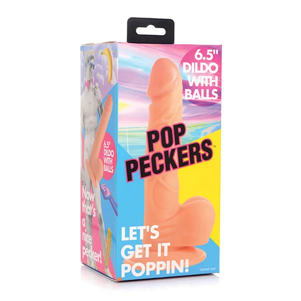 Pop Peckers 6.5" Dildo W/balls - Light