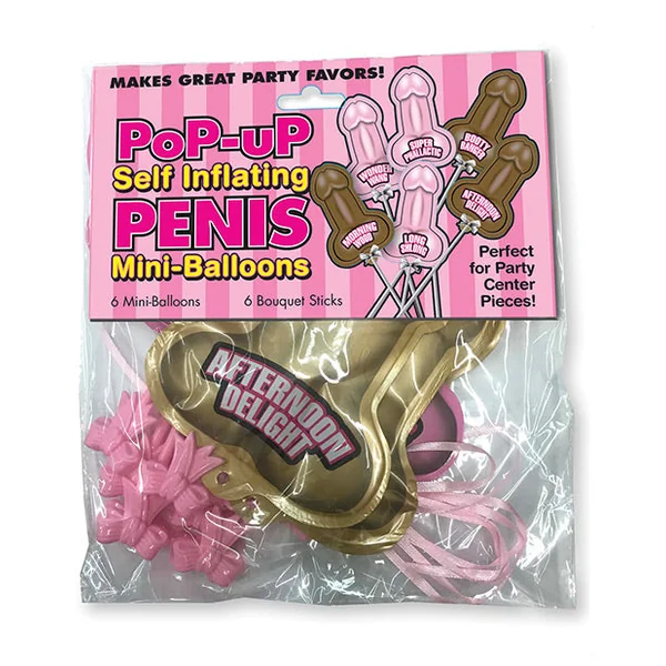 Pop Up Self Inflating Penis Mini Balloons - Pack Of 6