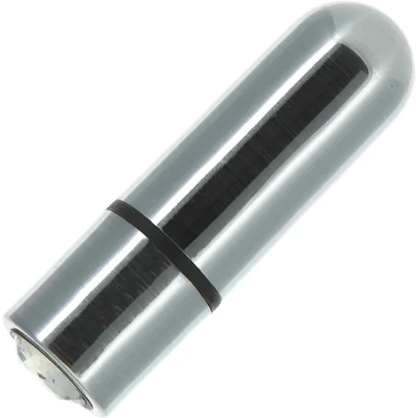 PowerBullet First Class Mini Bullet Vibrator With Crystal Button & Key Chain Pouch - Silver