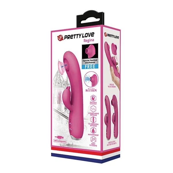 Pretty Love Regina Pulsing Rabbit W-free Suction Attachment - Pink