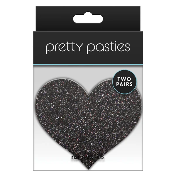 Pretty Pasties Glitter Hearts - Blk/Gold (2 Pack)