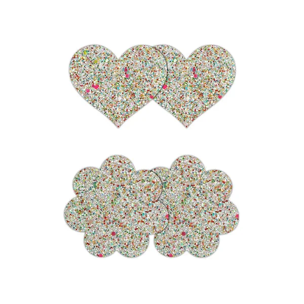 Pretty Pasties Heart & Flowers 2pk Glow In The Dark by NS Novelties
