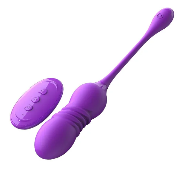Purple ThrustWave Remote Control Vibrating & Telescopic Pleasure Egg - 12 Vibe & 3 Thrust Modes, Wearable Fun