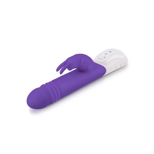 Rabbit Essentials Silicone Rechargeable G-Spot Thrusting Rabbit Vibrator – Purple