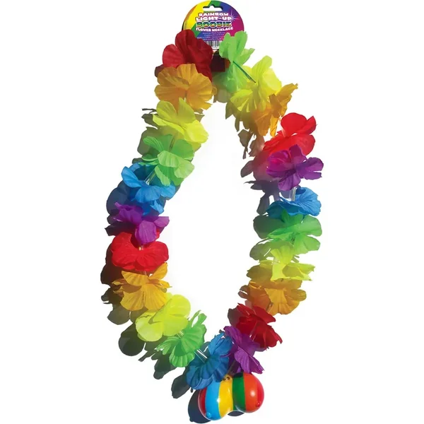 Rainbow Light Up Boobie Flower Necklace Bachelor Party Supplies