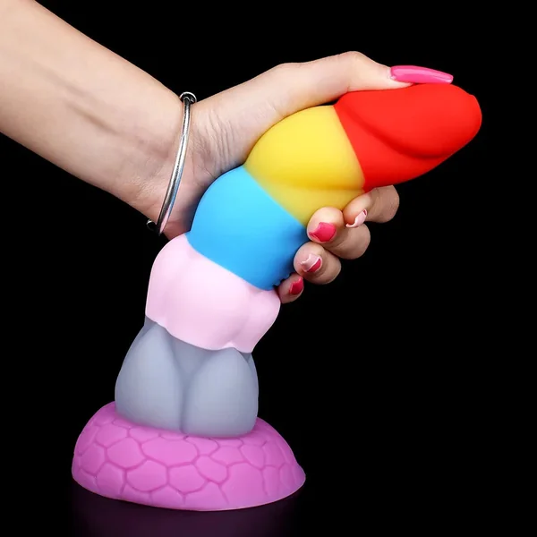 Rainbow Silicone Anal Dildo Butt Plug - Colorful Fantasy Dildos Female Sex Toys