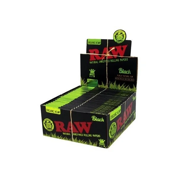 RAW KINGSIZE SLIM BLACK ORGANIC HEMP 50 PER BOX