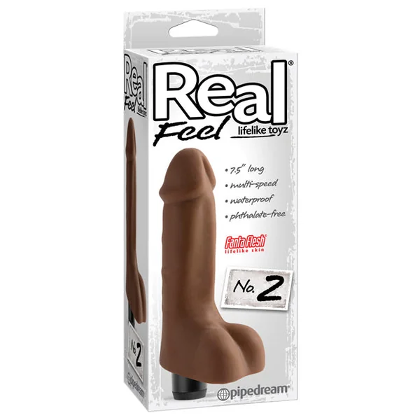 Real Feel No.2 Long 8" Vibe Waterproof -mutli-speed Brown