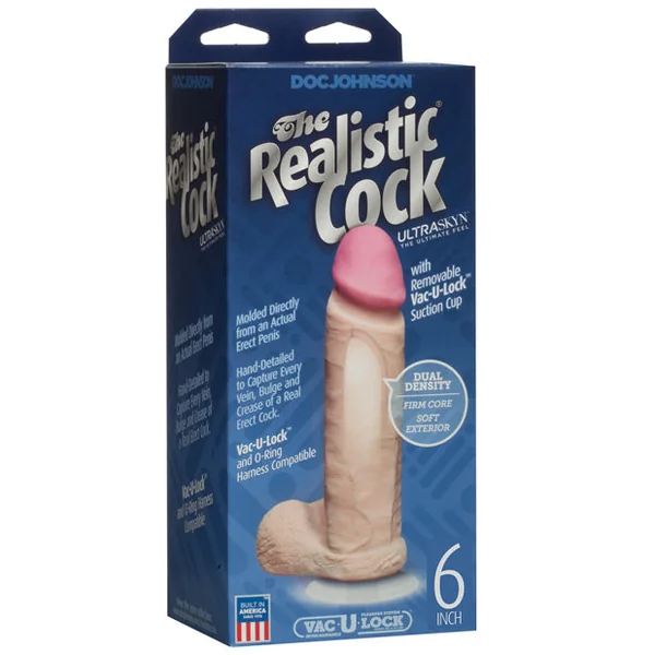 Realistic 6" Ultraskyn Cock W-balls - White
