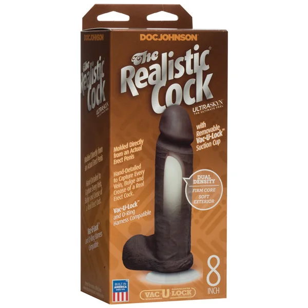 Realistic 8" Ultraskyn Cock W-balls - Black