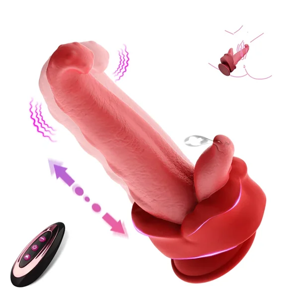 Realistic Tongue Thrusting Heating Fantasy Dildo With Suction Cup
