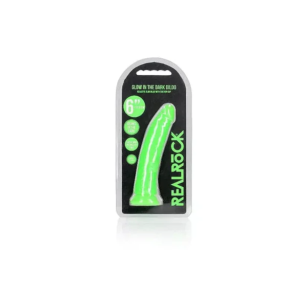 Realrock Glow In The Dark Slim Dildo 6" by Shots