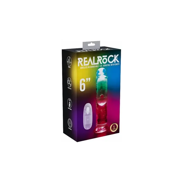 Realrock LED Remote Control Vibrating Dildo 6" by Shots