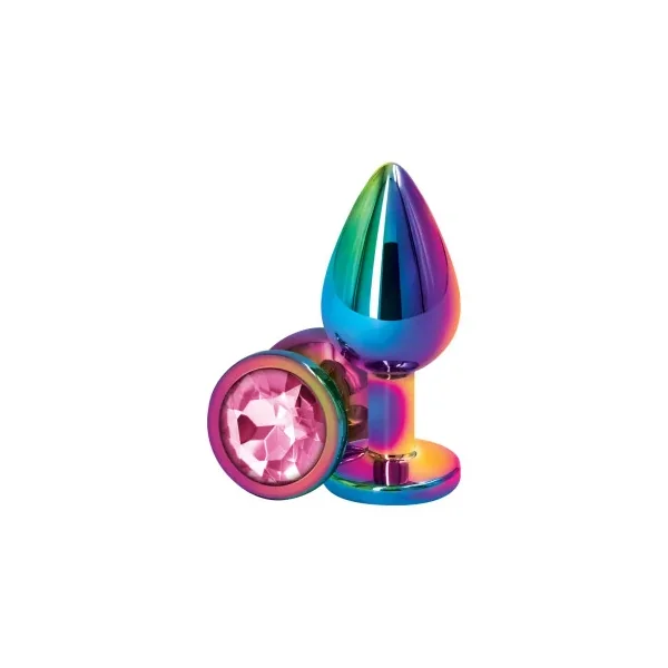 Rear Assets Metal Anal Plug, Medium, Multicolor/Pink