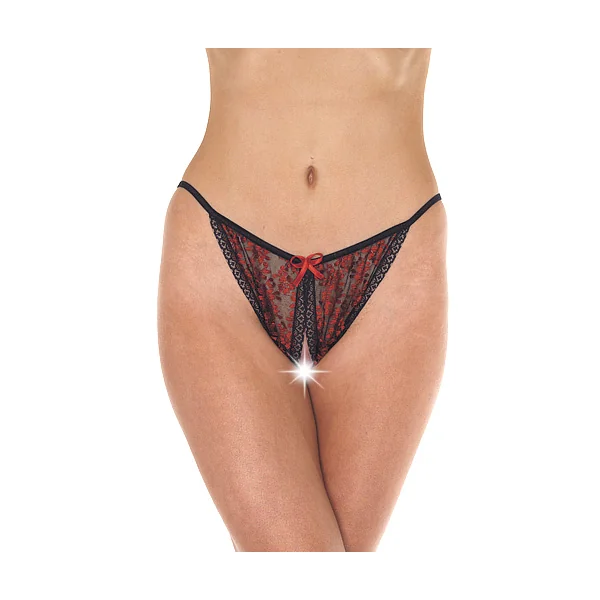Red And Black Tanga Open Brief