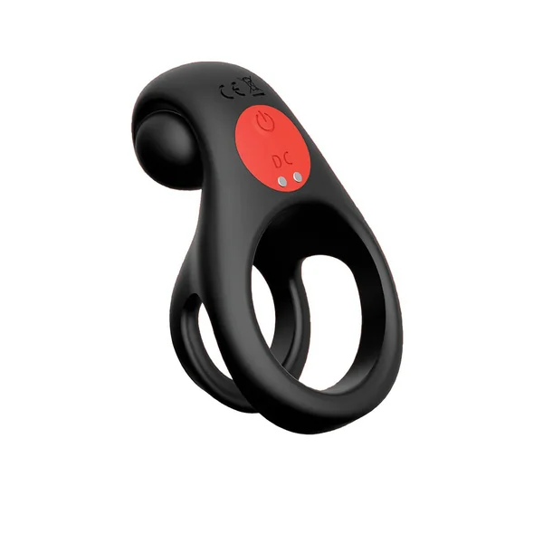 Red Dot Vibrating Cock Ring V2 With Remote - Black/red