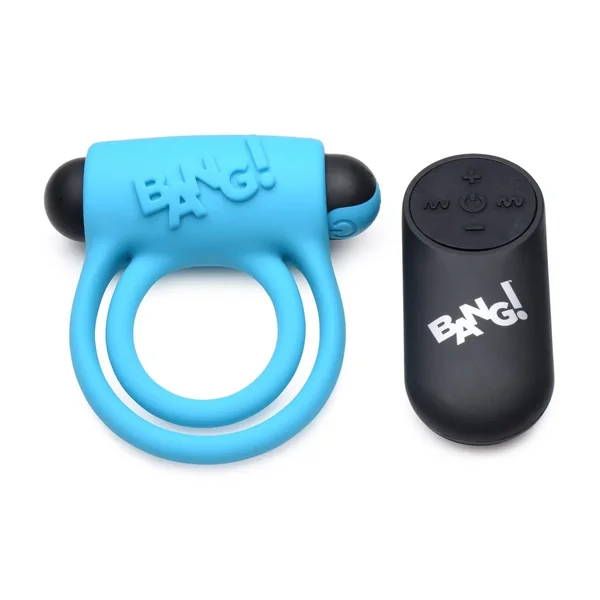 Remote Control 28X Vibrating Cock Ring and Bullet – Blue