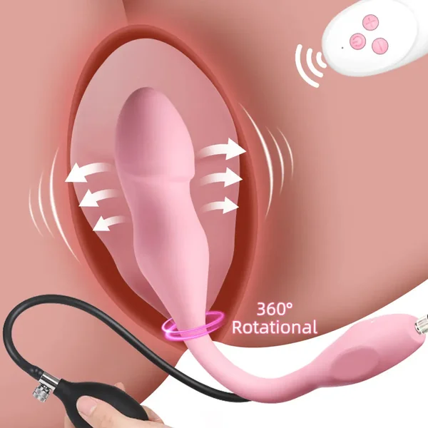 Remote Control Inflatable Vibrating Butt Plug - Fantastic Pink Dildo Vaginal Fullness Sex Pleasure