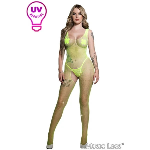 Rhinestone Net Bodystocking by Music Legs