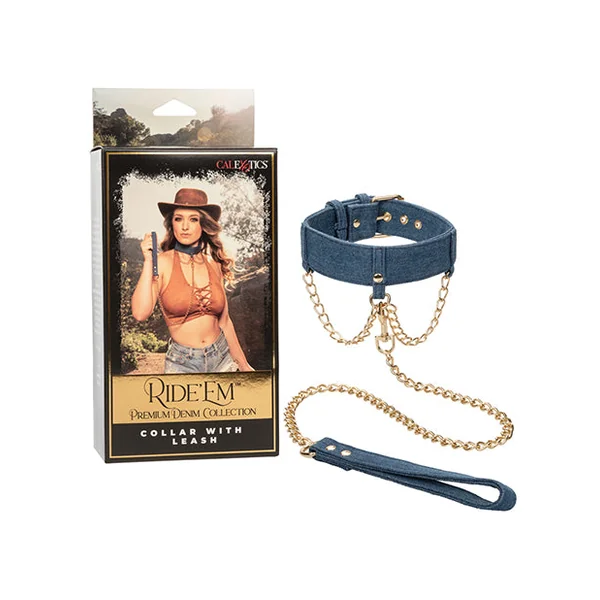 Ride 'Em Premium Denim Collection Collar w/Leash