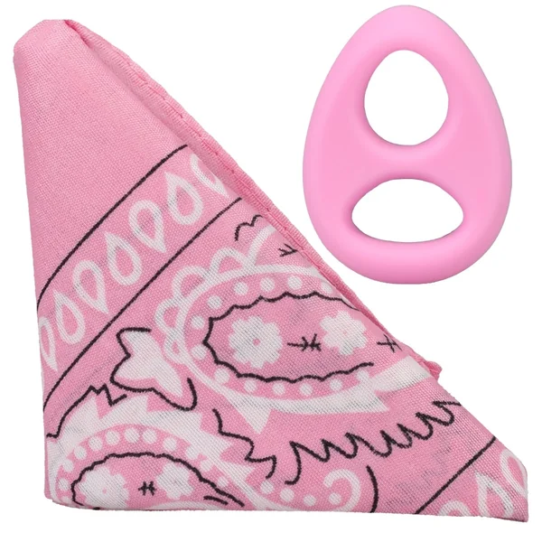 Rock Solid The Code Silicone Cock Ring with Bandana Light Pink Black