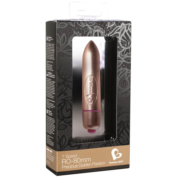 Rocks Off Precious Golden Passion Colored Ro-80 Mm Bullet - 7 Speed Gold