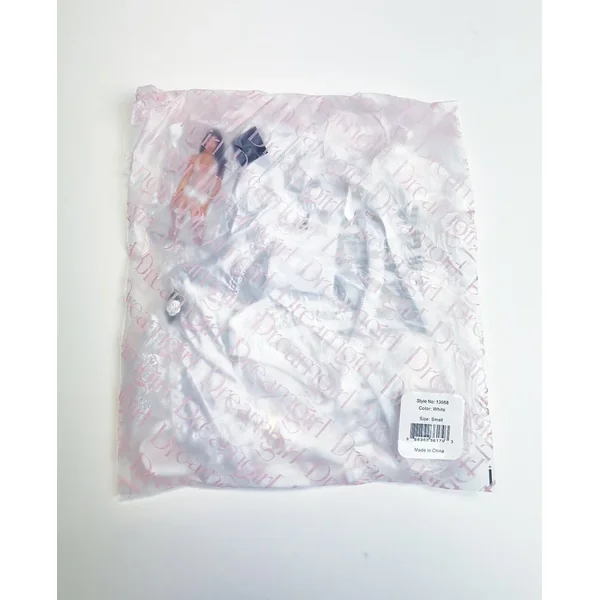 Rose Embroidered Lace Teddy w/Removable Satin Garter 2 pc Set – White XL