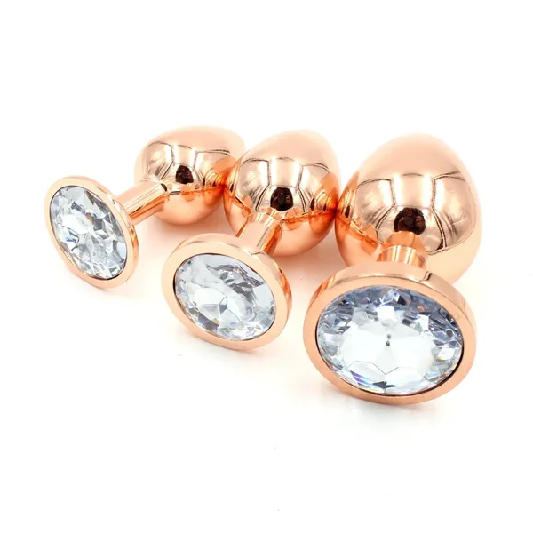 Rose Gold Butt Plug with Clear Crystal