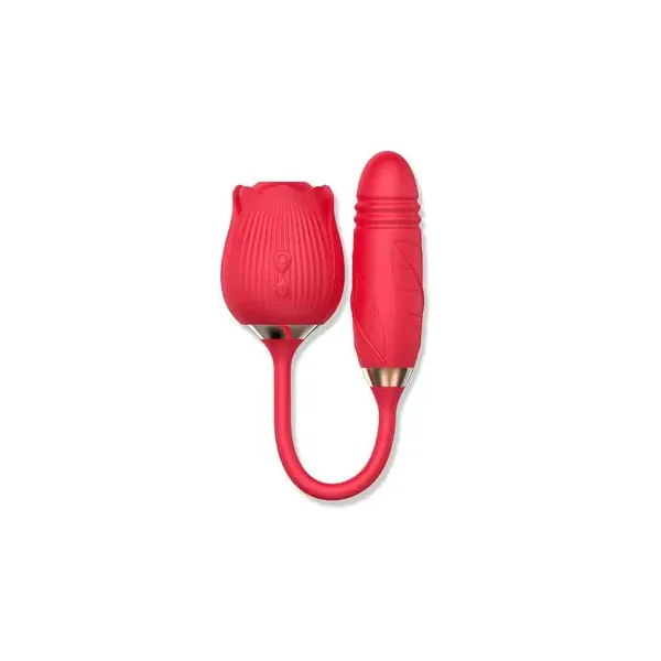 Rose Thrusting Vibrator Egg Clitoris Sucker Stimulator with Powerful Sucking and Vibrating Dildo