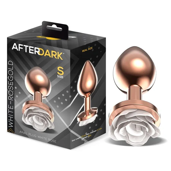 Rosegold Metal Anal Plug with White Rose Base – Size S