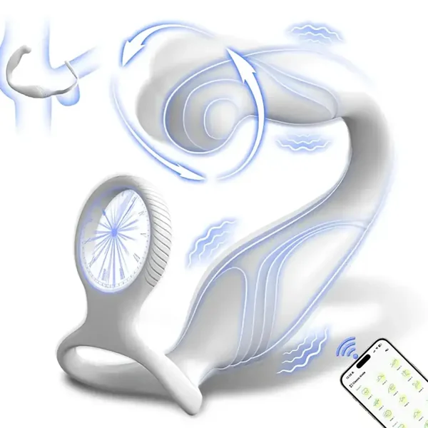 Rotating Anal Vibrator C-Shaped Penis Ring Adult Anal Sex Toy