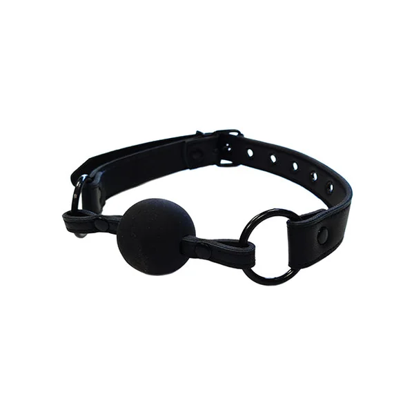 Rouge Leather Ball Gag - Black With Black