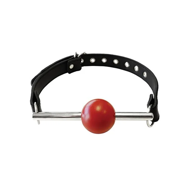 Rouge Leather Ball Gag with Stainless Steel Rod and Removable Ball