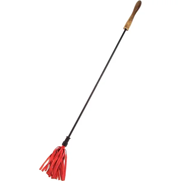 Rouge Wooden Handle Leather Riding Crop Red