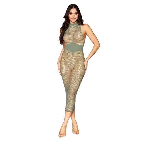 Sage Geometric Bodystocking Gown