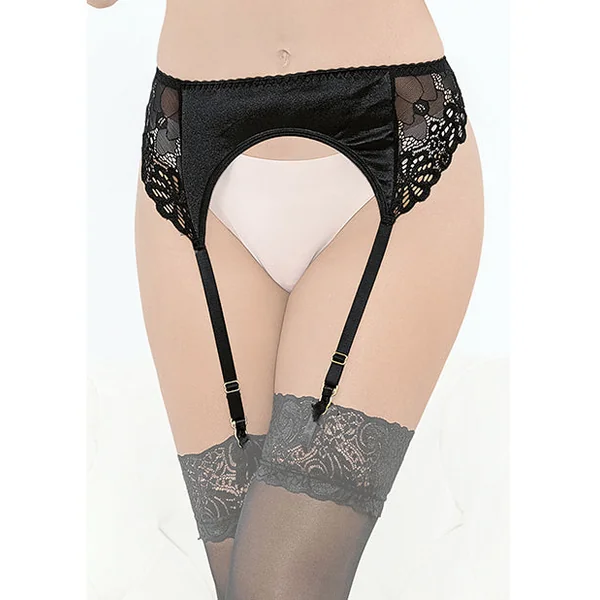 Satin & Lace Garterbelt Black Sm
