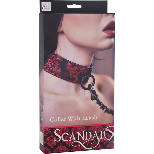 Scandal Sex Collar With Leash Red/Black California Exotic