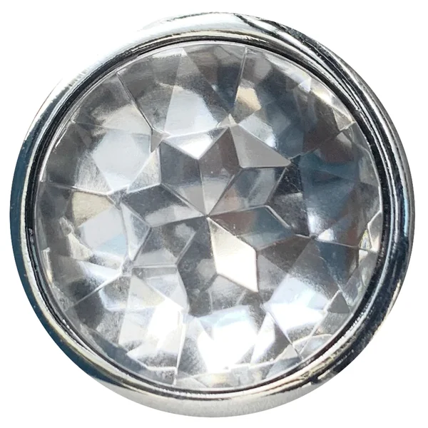 Seamless Metal Butt Plug With Round Gem - Medium