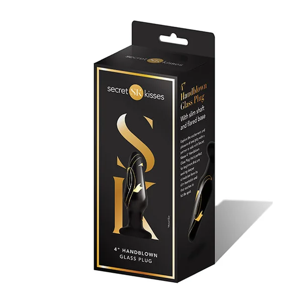 Secret Kisses 4" Handblown Glass Plug - Black-gold