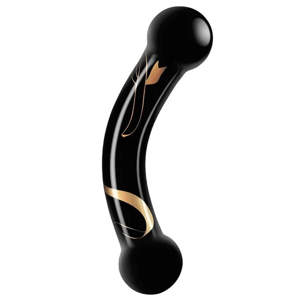 Secret Kisses - 5.5 Inch Handblown Glass Double Ended Dildo - Black